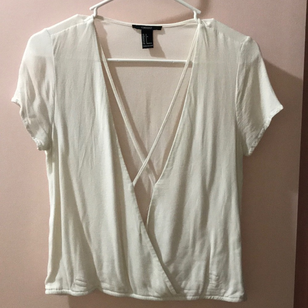 Forever21 White Crossover Top